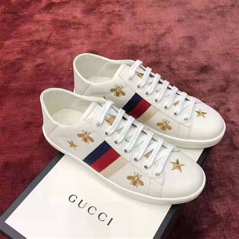 gucci ace white bee sneakers|Gucci ace embroidered sneakers.